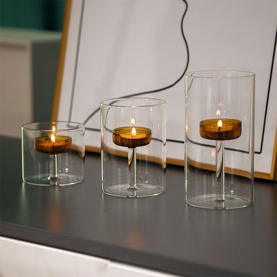 Stampa a schermo di seta Portafogli di candele in vetro trasparente per la decorazione domestica di San Valentino