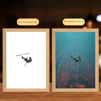 Cornice fotografica Nero Mito Cornice di legno Lampada notturna Monkey King Disegno per studio e camera da letto