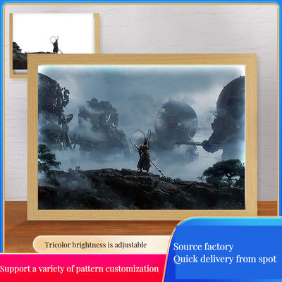 Cornice fotografica Nero Mito Cornice di legno Lampada notturna Monkey King Disegno per studio e camera da letto