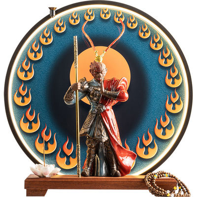 Porta incenso in ceramica Sun Wukong LED Light Black Mythical Burner per la decorazione domestica