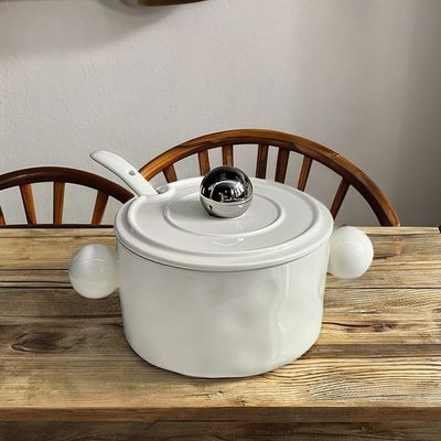 Stylish Heart-Shaped Ceramic Bowl con doppia maniglia Coppa in acciaio inossidabile Microonde