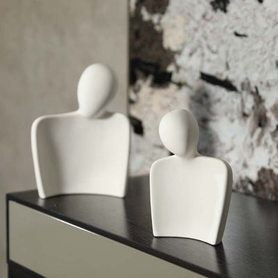 Elevate il vostro spazio con Bambù Abstract Unico Statue di Amanti Scultura di Arte Ceramica