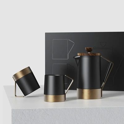 Logo personalizzato Ceramica French Press Portatile Filtro in acciaio inossidabile Caffettiera