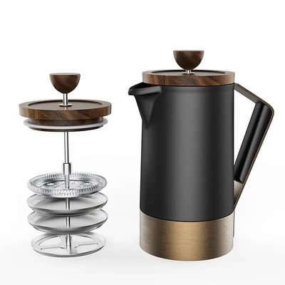 In magazzino 304 in acciaio inossidabile French Press Coffee Pot con manico in silicone 350ml 500ml 1000ml Set