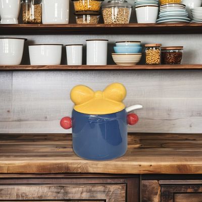 Vaso da cucina con coperchio di legno per la conservazione del vetro a microonde Canister di vetro zucchero tè caffè Spezie