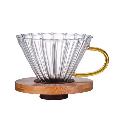 Filtro per gocciolante di caffè in vetro ad alto borosilicato con manico e coperchio