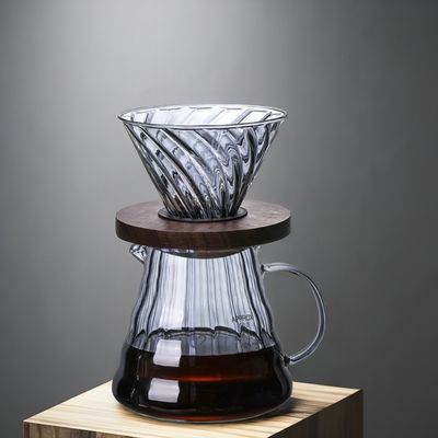 Cappuccino portabile per adulti, set a goccia con supporto in legno e canalizzazione in vetro