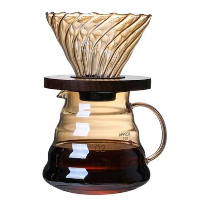 Caraffa di vetro ad alto borosilicato con coperchio e filtri di carta ceramica Grande caffettiera