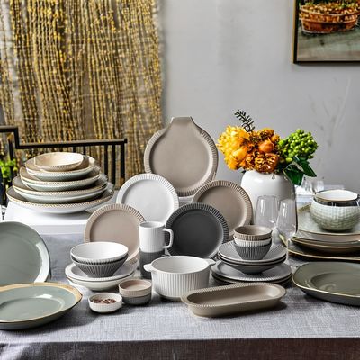 Modello in rilievo Disposable Matte Glaze Plates Set di cena in ceramica moderna di ispirazione nordica