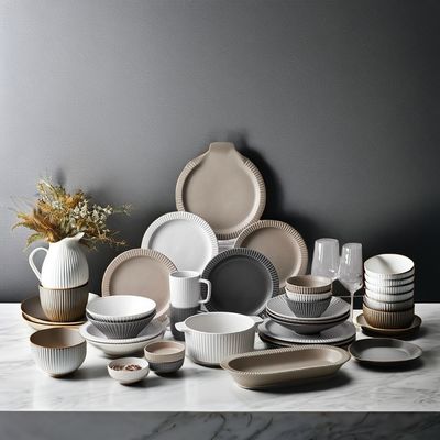 Modello in rilievo Disposable Matte Glaze Plates Set di cena in ceramica moderna di ispirazione nordica