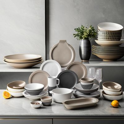 Modello in rilievo Disposable Matte Glaze Plates Set di cena in ceramica moderna di ispirazione nordica