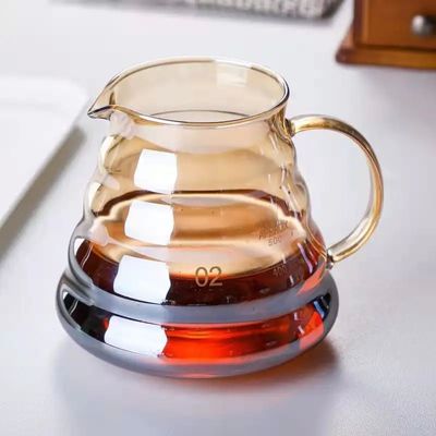 Servitore di caffè in vetro borosilicato trasparente con infusore di tè e gocciolante di nuvole d'oro