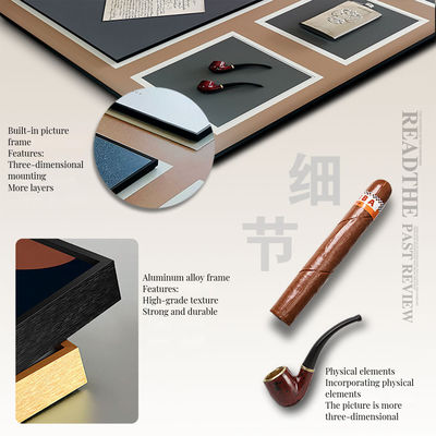 Decorazione sofisticata di un caffetteria Arte muraria tridimensionale di sigari in stile moderno chic