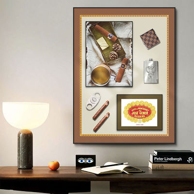 Decorazione sofisticata di un caffetteria Arte muraria tridimensionale di sigari in stile moderno chic