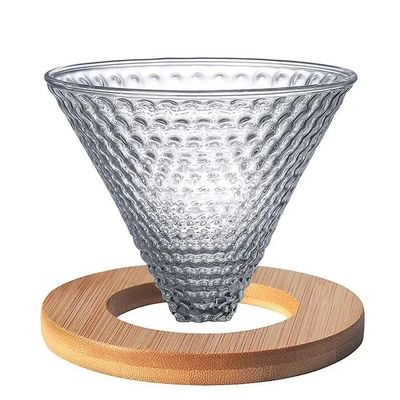 600ml Condividi la tazza da caffè a goccia in vetro con maniglia di legno resistente al calore Versare sopra la macchina da caffè