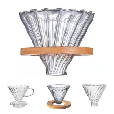 600ml Condividi la tazza da caffè a goccia in vetro con maniglia di legno resistente al calore Versare sopra la macchina da caffè