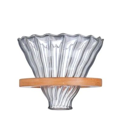 Home V Glass Pour Over Coffee Maker Set con Bambù Stand Dripper Stile Country Design