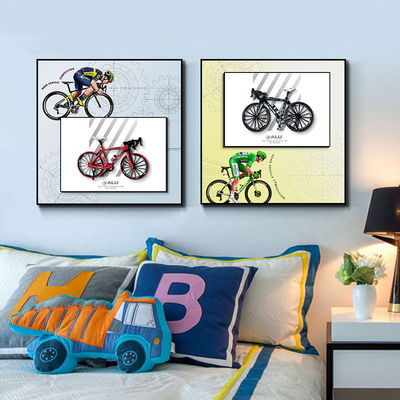 Home Office Decorazione alberghiera Bicicletta retro per bambini Murale di cristallo per la decorazione della camera da letto