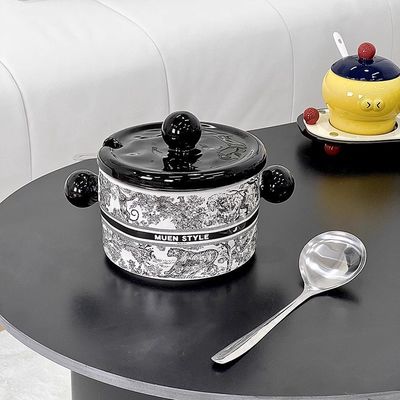 Serbatoio in acciaio inossidabile scodella in ceramica in stile nordico per 1000 ml di utensili da cucina pieni di lardo