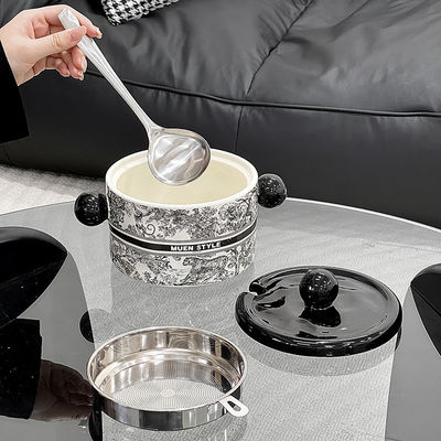Serbatoio in acciaio inossidabile scodella in ceramica in stile nordico per 1000 ml di utensili da cucina pieni di lardo