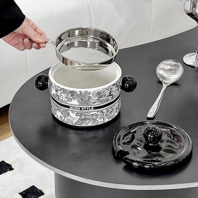 Serbatoio in acciaio inossidabile scodella in ceramica in stile nordico per 1000 ml di utensili da cucina pieni di lardo
