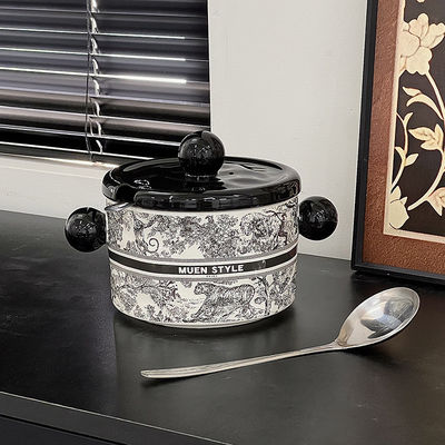 Serbatoio in acciaio inossidabile scodella in ceramica in stile nordico per 1000 ml di utensili da cucina pieni di lardo
