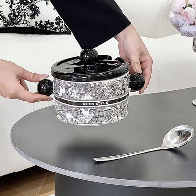 Serbatoio in acciaio inossidabile scodella in ceramica in stile nordico per 1000 ml di utensili da cucina pieni di lardo
