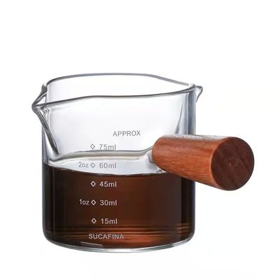 Tazza di misura in vetro borosilicato trasparente da 100 ml con coperchio in stile minimalista