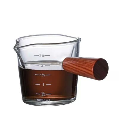 Tazza di misura in vetro borosilicato trasparente da 100 ml con coperchio in stile minimalista
