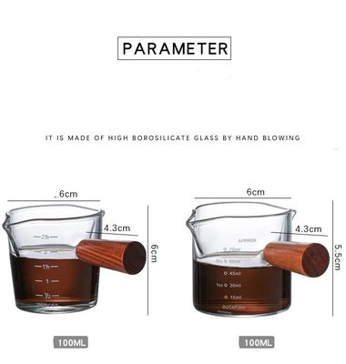 Tazza di misura in vetro borosilicato trasparente da 100 ml con coperchio in stile minimalista