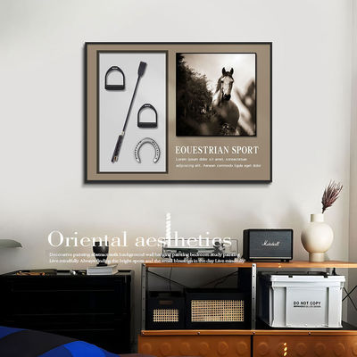Disegno murale equestre tridimensionale di dimensioni personalizzate per il soggiorno