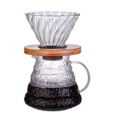 Set per caffettiere in vetro trasparente con gocciolante resistente al calore e capacità di 600 ml