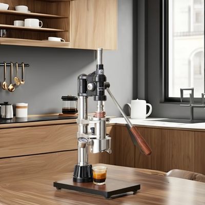 Caffettiera casalinga con logo laser nero Espresso Barista Strumenti e manometro