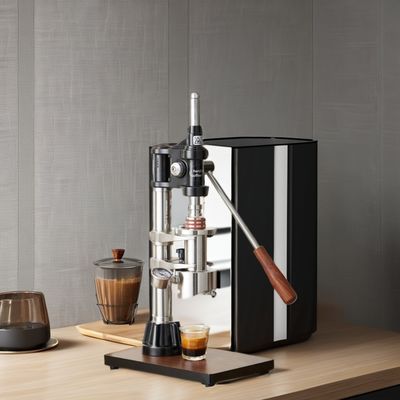 Caffettiera casalinga con logo laser nero Espresso Barista Strumenti e manometro