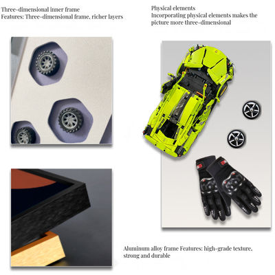 Anniversary Occasion Electric Design 3D Block Car Wall Art Ideale per il soggiorno a casa