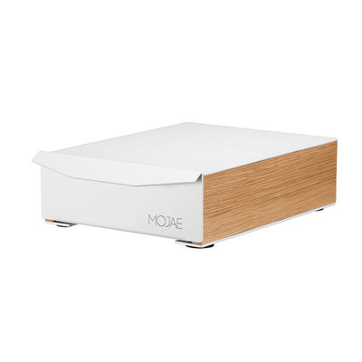 Bianco Design Moderno Espresso Caffè Knock Box Legno Cornice Metallo Aluminio Feature Stocked