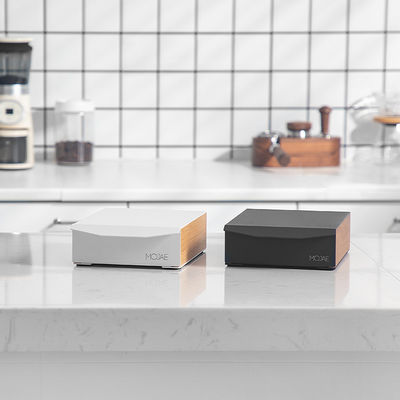 Bianco Design Moderno Espresso Caffè Knock Box Legno Cornice Metallo Aluminio Feature Stocked