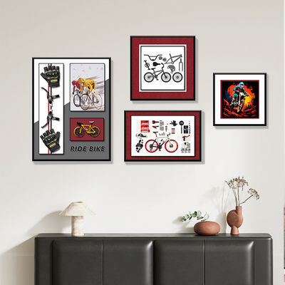 Moderno Soggiorno Divano Sfondo Pittura murale con combinazione di biciclette Multi-Link