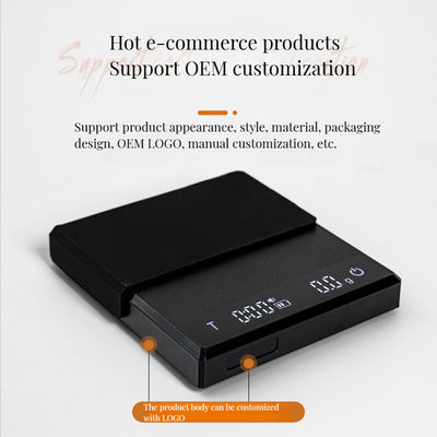 Scala da caffè rettangolare a batteria da 3 kg di capacità con cronometro e misurazione del peso