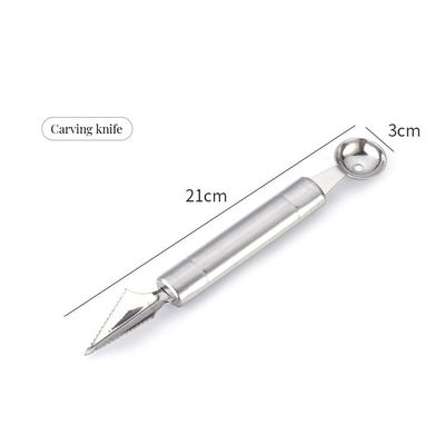 Acciaio inossidabile doppia palla anguria taglio coltello set per la decorazione di frutta e verdura