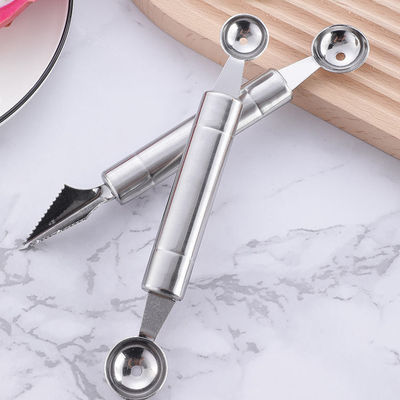 Acciaio inossidabile doppia palla anguria taglio coltello set per la decorazione di frutta e verdura