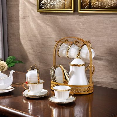 Europe Design End Ceramic Afternoon Tea Water Set con bordo dorato e tazza crossover