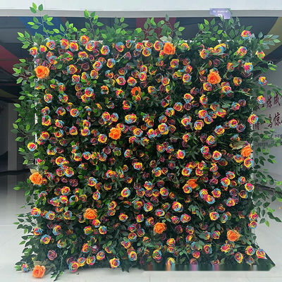 Decorazione per matrimoni in esterno 3D Parete di fiori in tessuto con verde simulato Fiori artificiali