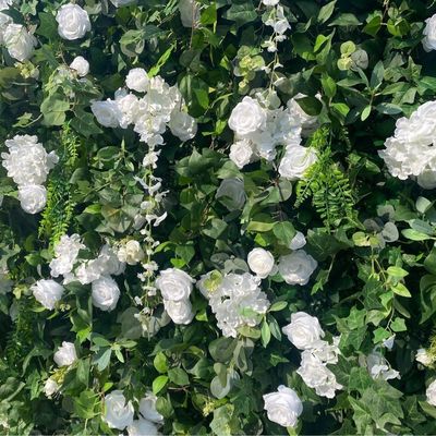 Decorazione per matrimoni in esterno 3D Parete di fiori in tessuto con verde simulato Fiori artificiali