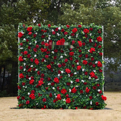 Decorazione per matrimoni in esterno 3D Parete di fiori in tessuto con verde simulato Fiori artificiali