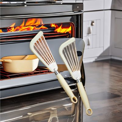 Padelle non appiccicose Stir-Frying silicone prosciutto di pesce Turner Spatula a fessura con manico di plastica