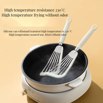 Padelle non appiccicose Stir-Frying silicone prosciutto di pesce Turner Spatula a fessura con manico di plastica