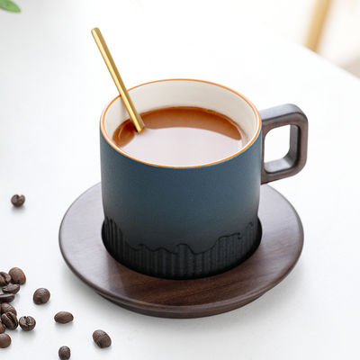 Coppa in ceramica a manico in legno per lo stile tradizionale giapponese Caffè Tè Espresso Latte Scatola regalo Set Casa