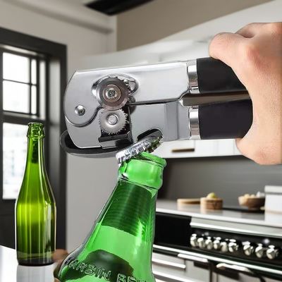 Apribottiglie di birra in acciaio inossidabile manuale con bordo liscio sicuro e design in metallo piatto
