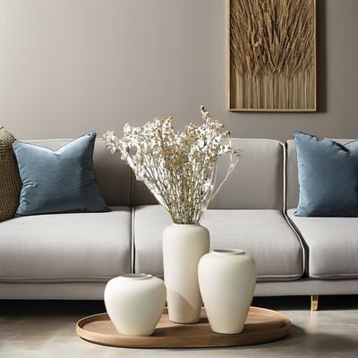 Vaso di fiori in ceramica nordica minimalista in strisce bianche moderne per interni domestici